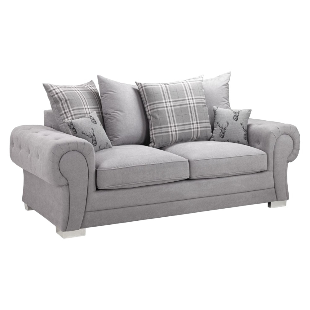 Verona Scatterback Grey Tufted 3 Seater Sofabed