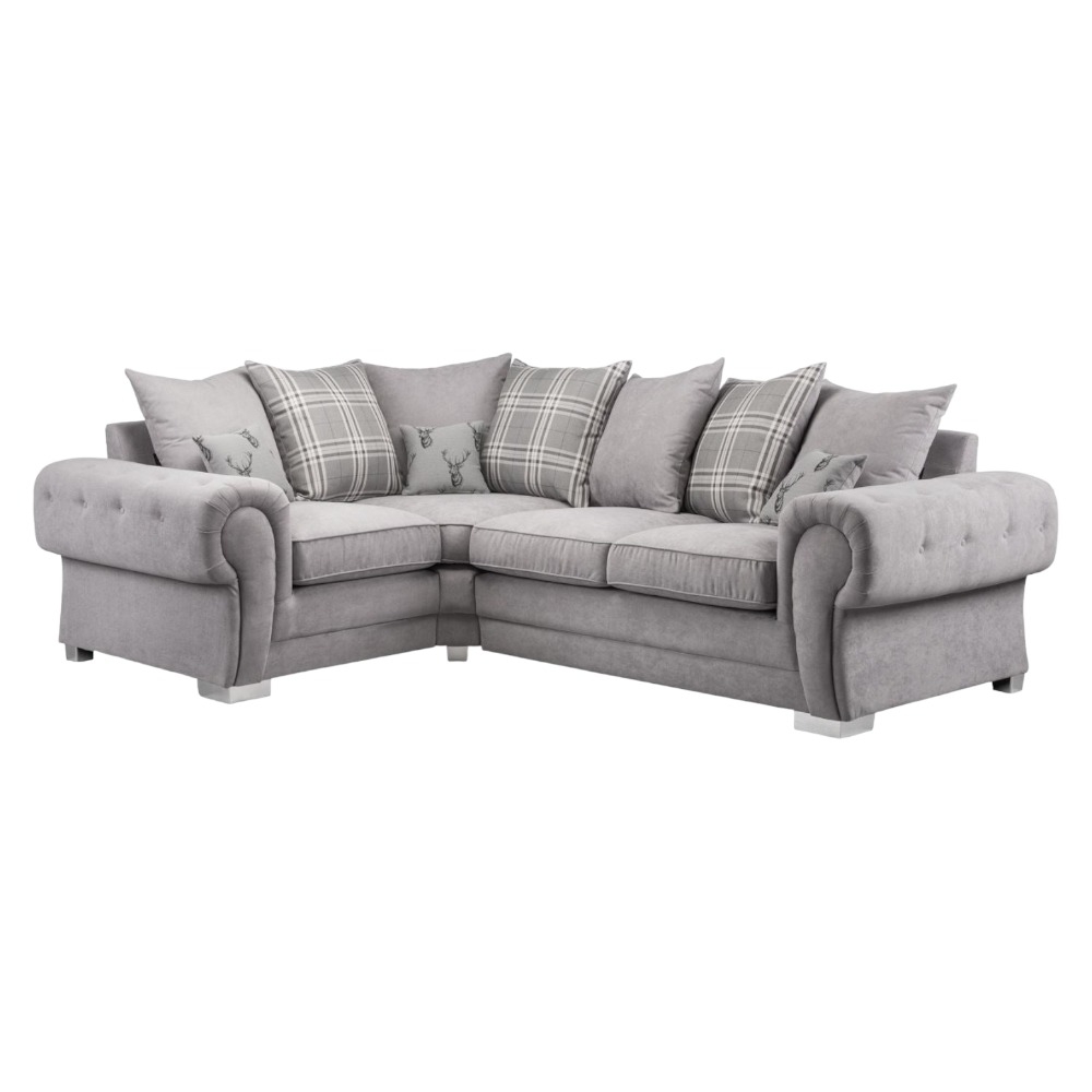 Verona Scatterback Grey Tufted Left Hand Facing Corner Sofabed