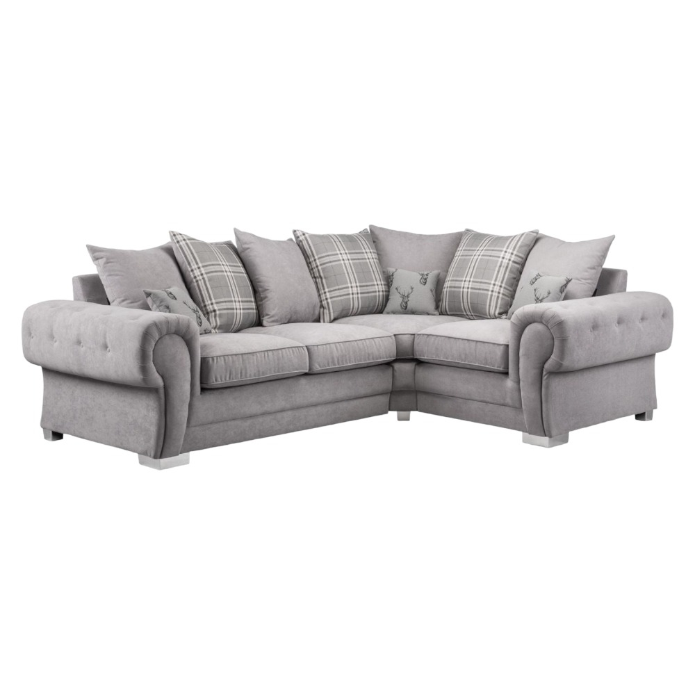 Verona Scatterback Grey Tufted Right Hand Facing Corner Sofabed