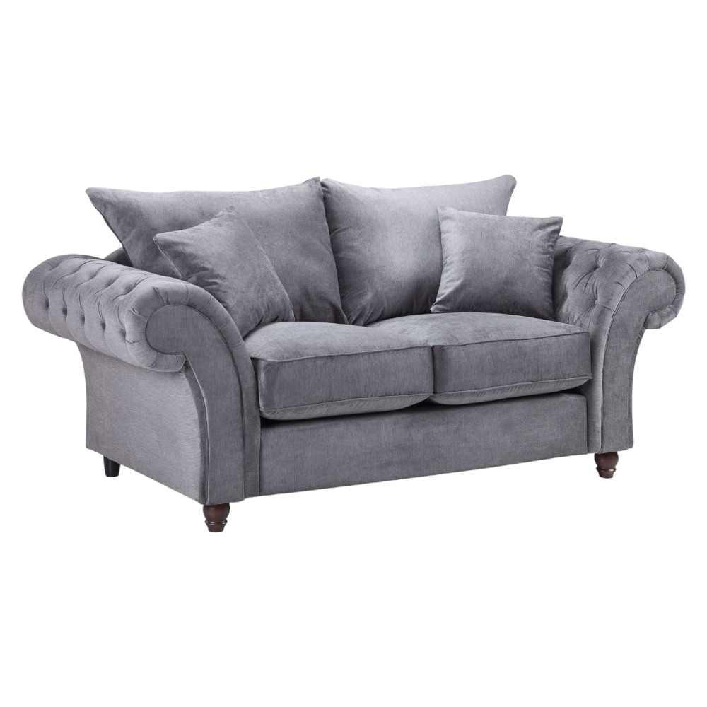 Windsor Fullback Grey Tufted 2 Seater Sofa