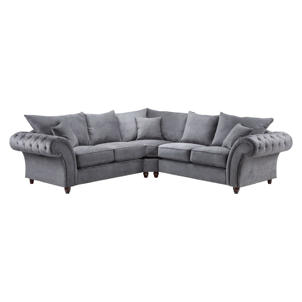 Windsor Fullback Grey Tufted Large Corner Sofa