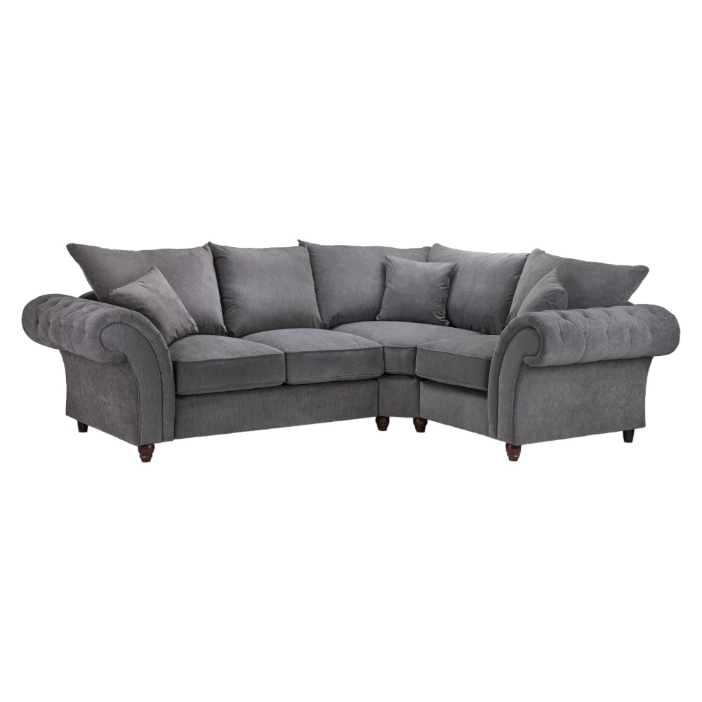 Windsor Fullback Grey Tufted Right Hand Facing Corner Sofa