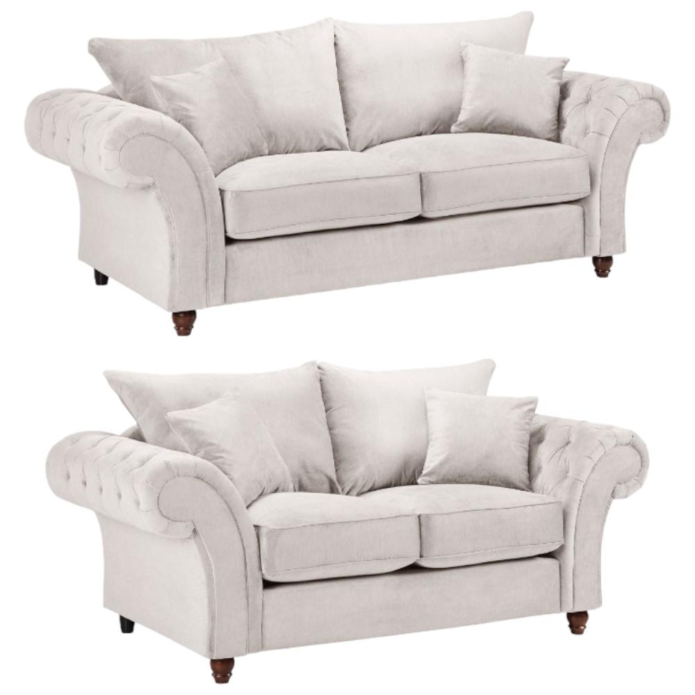 Windsor Fullback Stone Tufted 32 Seater Sofa