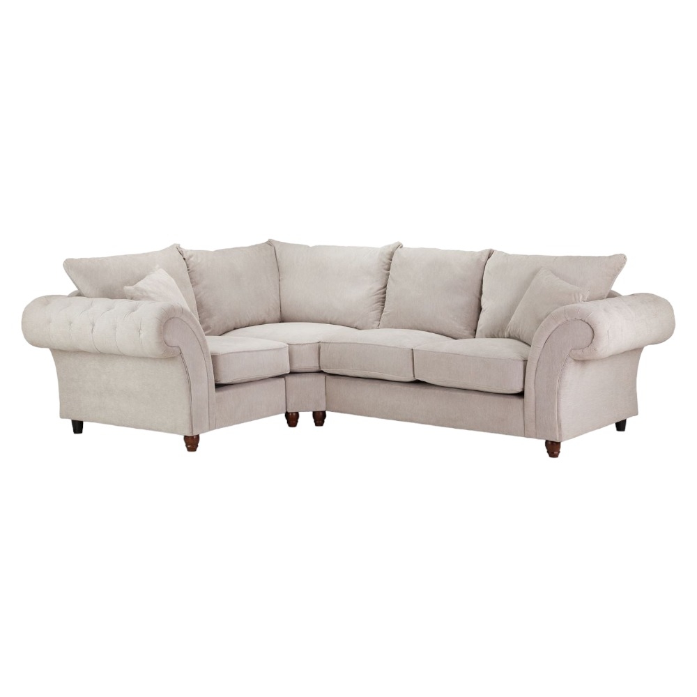 Windsor Fullback Stone Tufted Left Hand Facing Corner Sofa