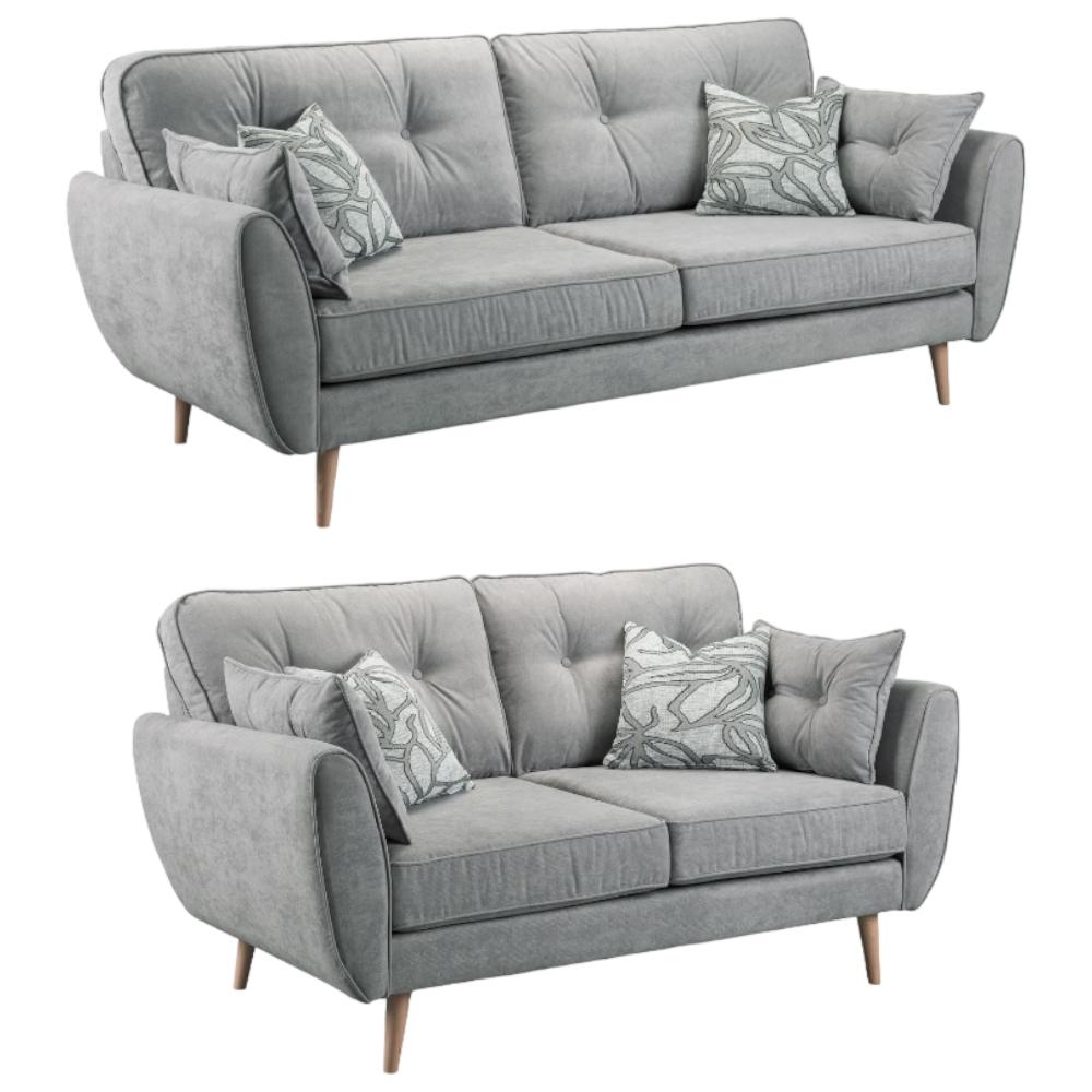 Zinc Grey Tufted 32 Seater Sofa