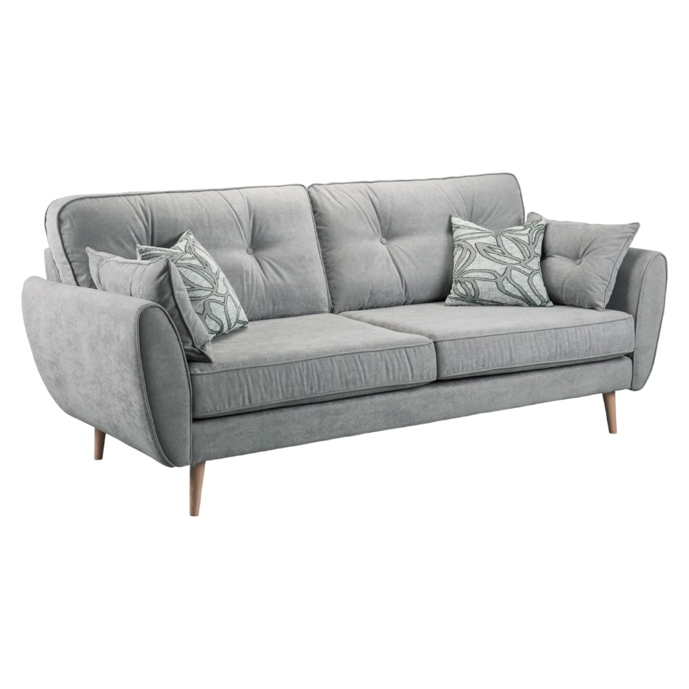 Zinc Grey Tufted 3 Seater Sofa