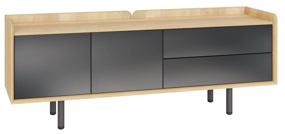 Balto Anthracite And Oak Low Sideboard