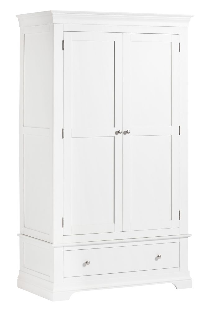 Chantilly White Painted 2 Door 1 Drawer Wardrobe