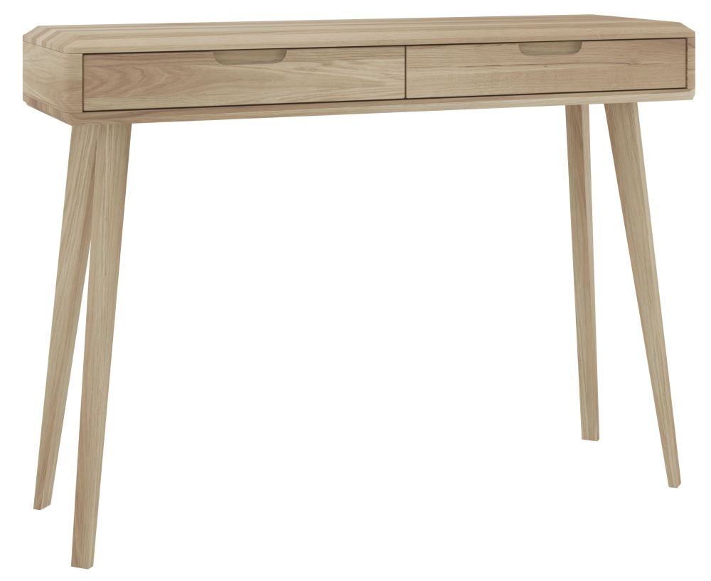 Como Scandinavian Oak 2 Drawer Console Table