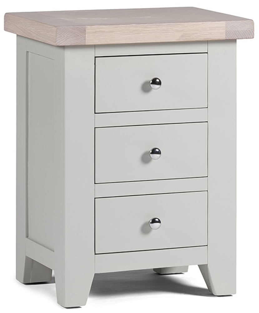 Cotswold Grey Painted And Oak Top Bedside Cabinet