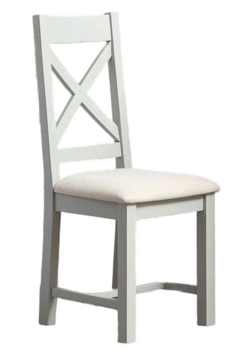 Cotswold Grey Painted And Oak Top Cross Back Dining Chair Sold In Pairs