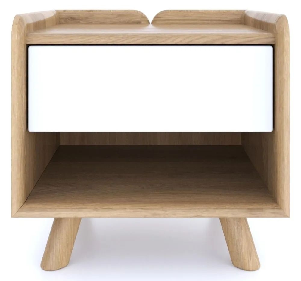 Lago Scandinavian Oak And White 1 Drawer Bedside Cabinet