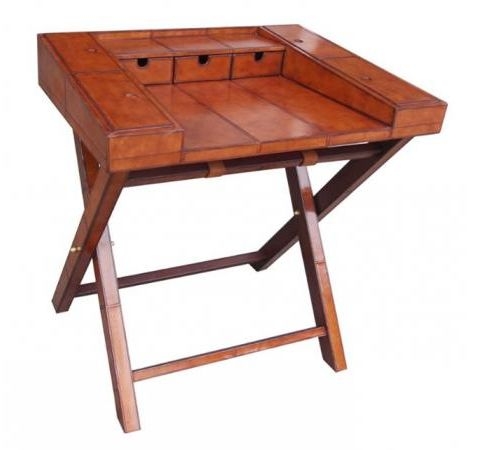 Franklin Handcrafted Cognac Writing Desk With Stand