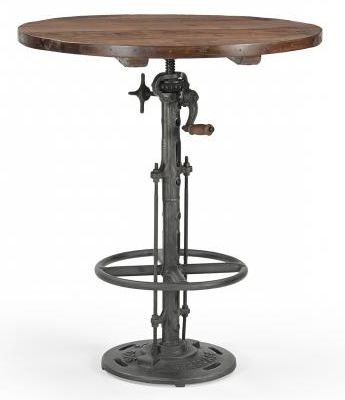 Industrial Adjustable Reclaimed Wood And Metal Bar Table