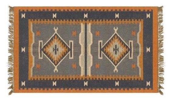 Kilim Flatweave Grey Floor Rug Medium
