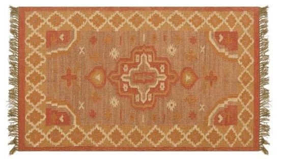 Kilim Flatweave Orange Floor Rug Medium