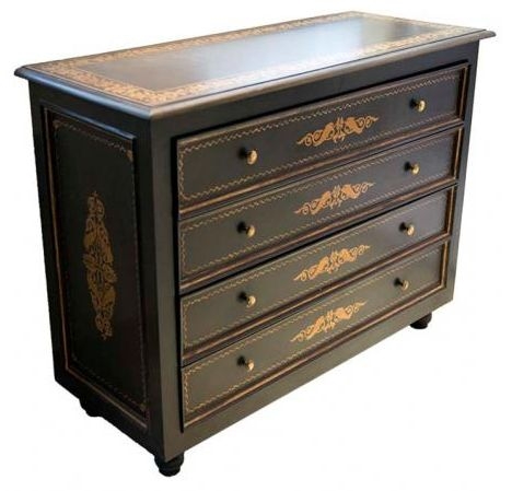 Toleware Hand Painted 4 Drawer Chest