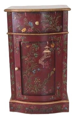 Toleware Hand Painted Curved Bedside Cabinet