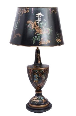 Toleware Hand Painted Lamp With Shade