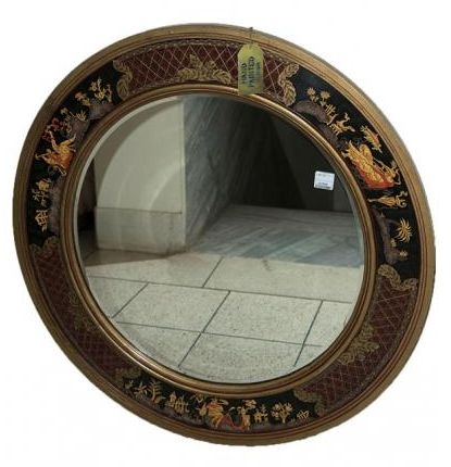 Toleware Hand Painted Large Round Mirror