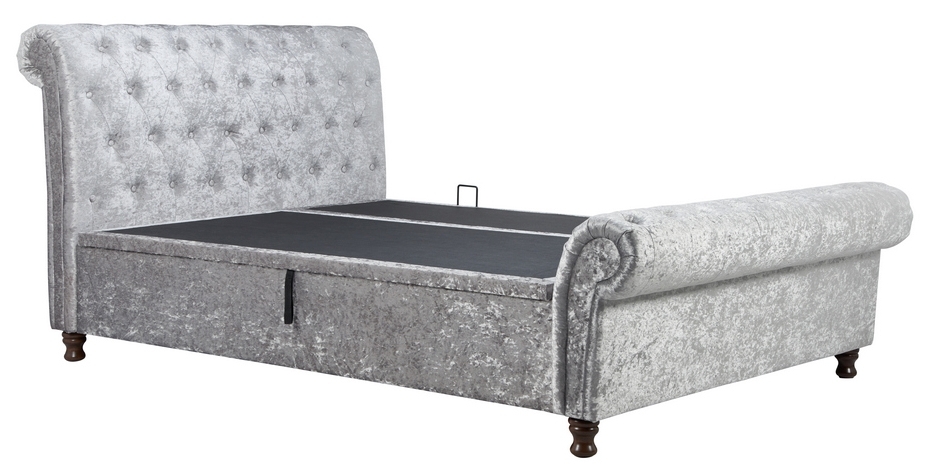 Birlea Castello Steel Crushed Velvet Side Ottoman Bed