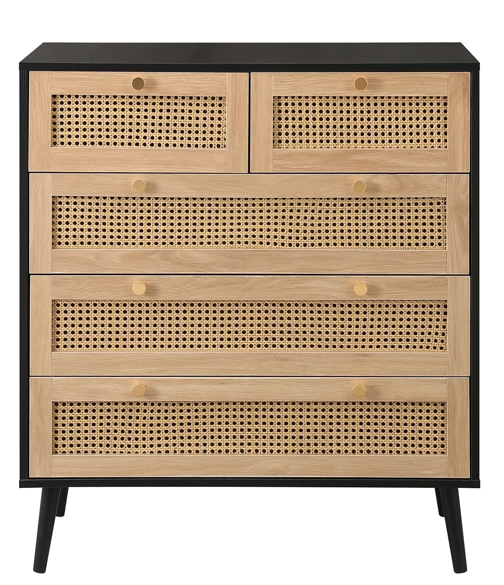 Birlea Crolexy Black 5 Drawer Rattan Chest