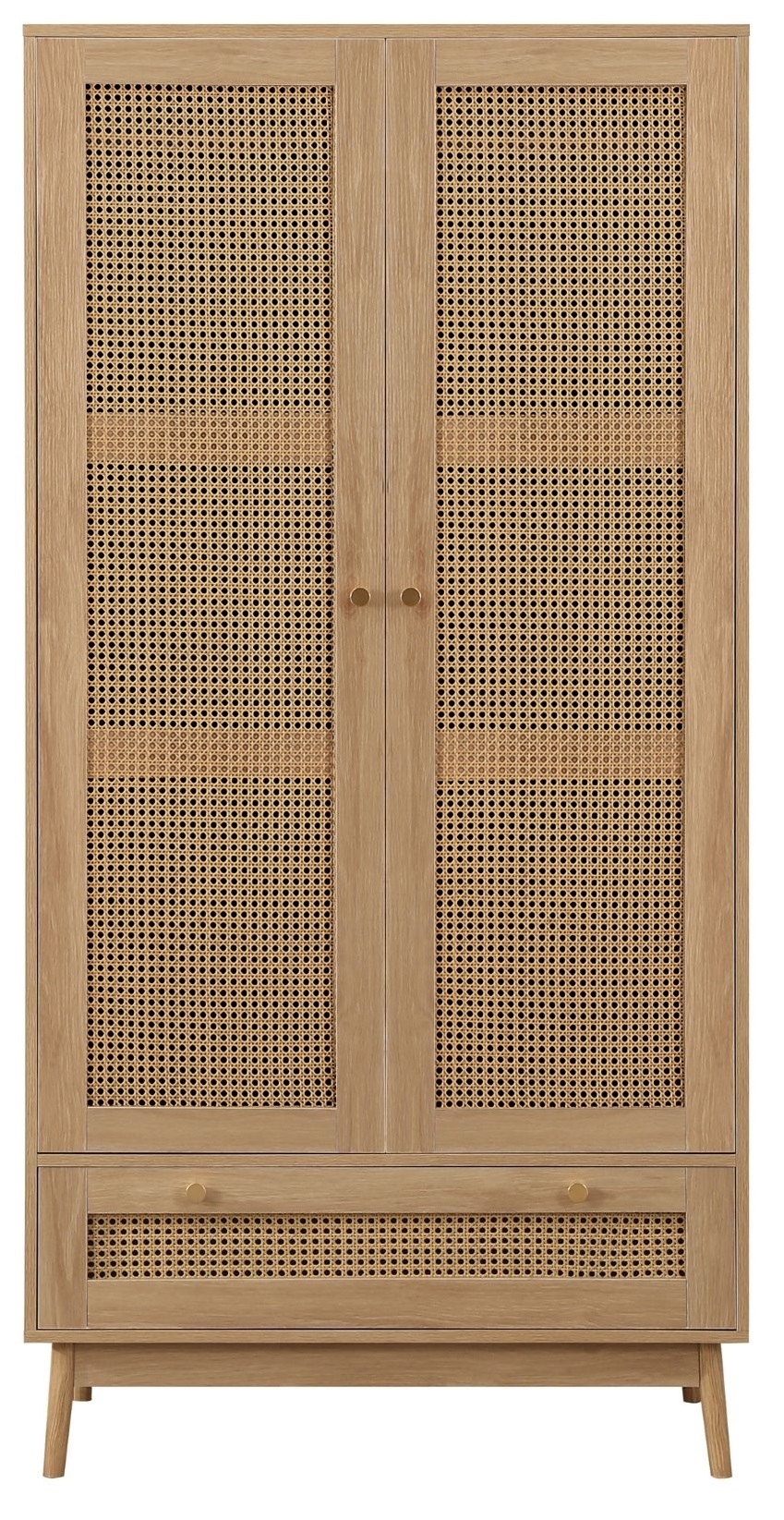 Birlea Croxley Oak 2 Door 1 Drawer Combi Rattan Wardrobe