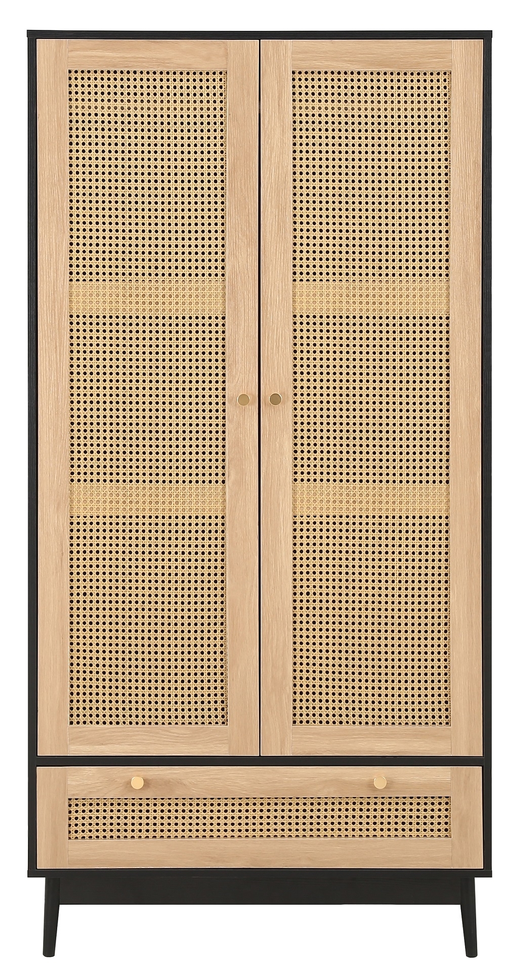 Birlea Croxley Black 2 Door 1 Drawer Combi Rattan Wardrobe