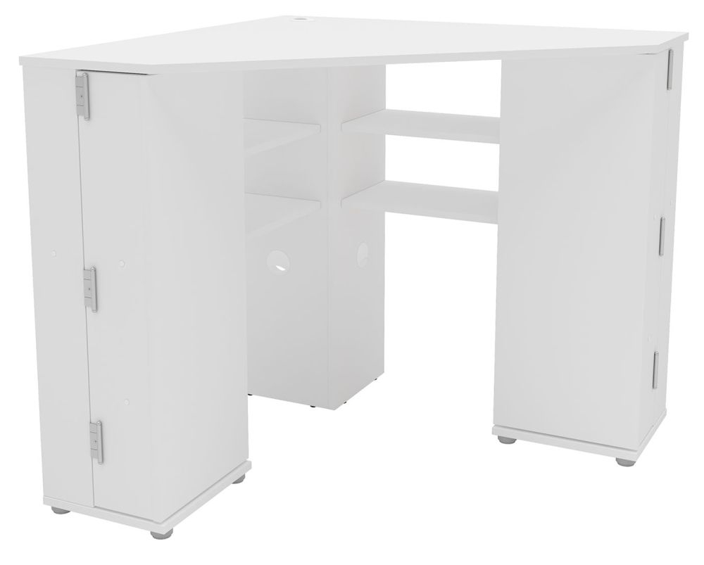 Olivia White Corner Dressing Table With Storage