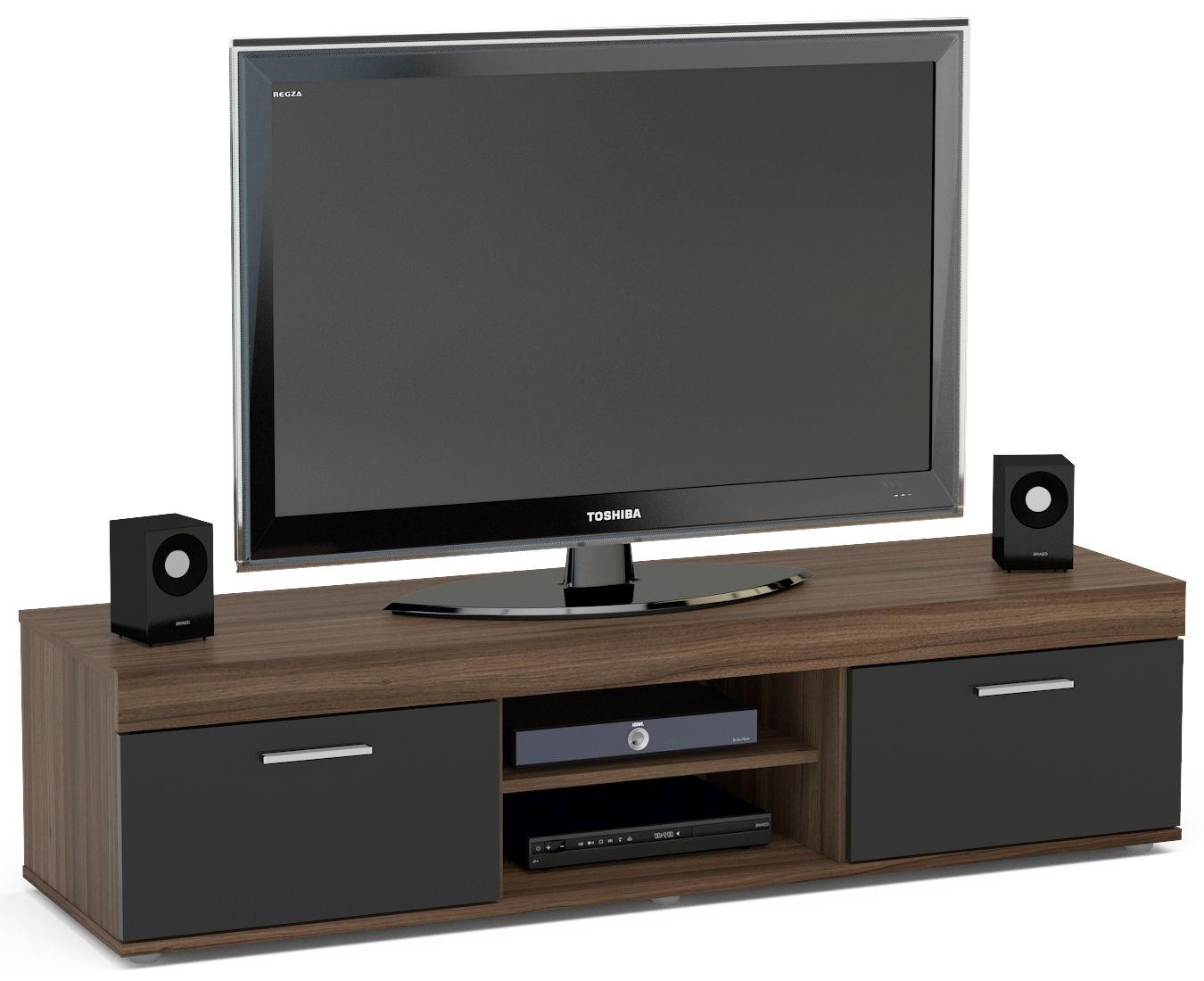 Birlea Edgeware Medium Tv Unit Walnut And Black