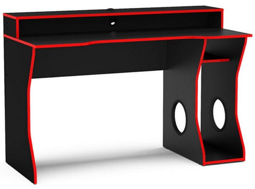 Birlea Enzo Black Gaming Computer Desk With Red Trim
