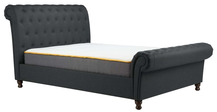 Castello Charcoal Fabric Sleigh Bed Comes In King And Queen Size