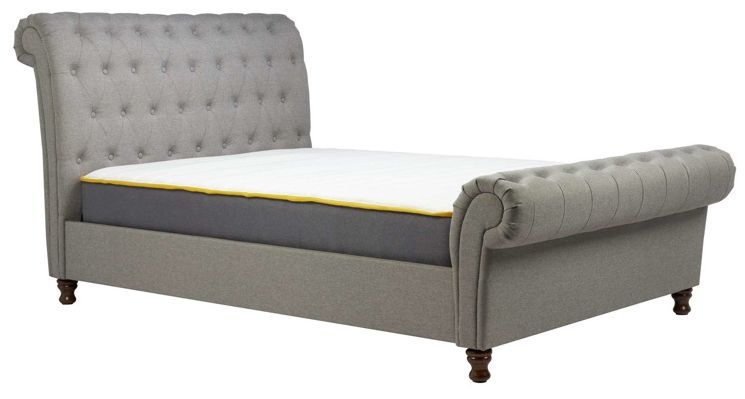 Castello Grey Fabric Sleigh Bed Comes In King And Queen Size