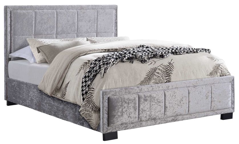 Hannover Steel Crushed Velvet Fabric Bed Comes In Double And King Size