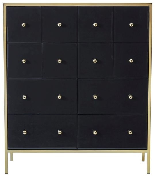 Birlea Fenwick 48 Drawer Large Chest Black And Gold