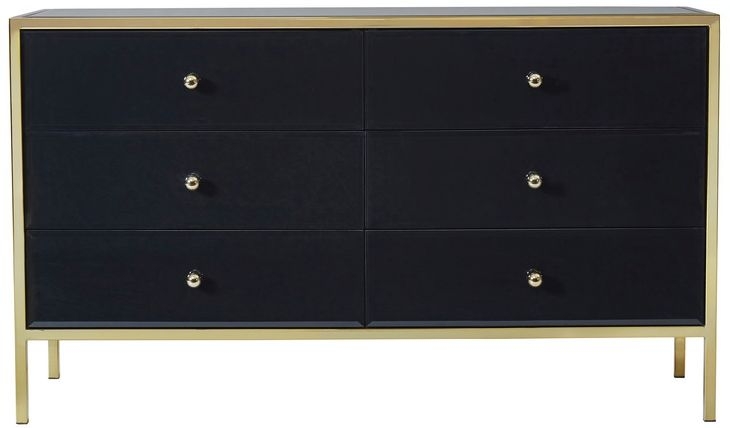 Birlea Fenwick 6 Drawer Medium Chest Black And Gold