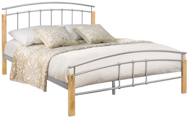 Clearance Birlea Tetras Beech And Silver Metal 3ft Single Bed Fss14815