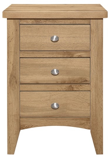 Birlea Hampstead Oak 3 Drawer Bedside Cabinet