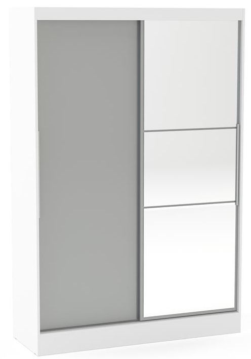 Birlea Lynx 2 Door Sliding Mirror Wardrobe White And Grey