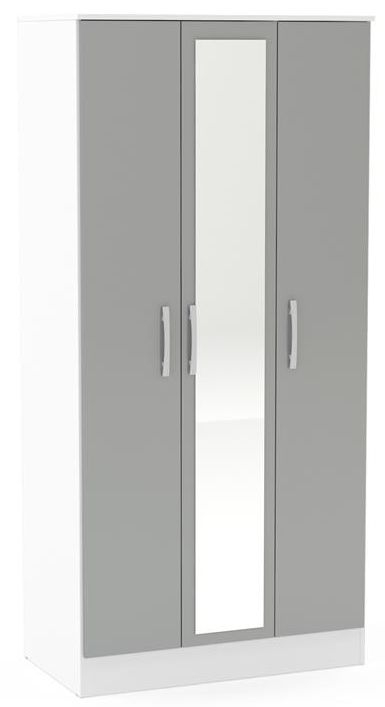 Birlea Lynx 3 Door Combi Wardrobe White And Grey