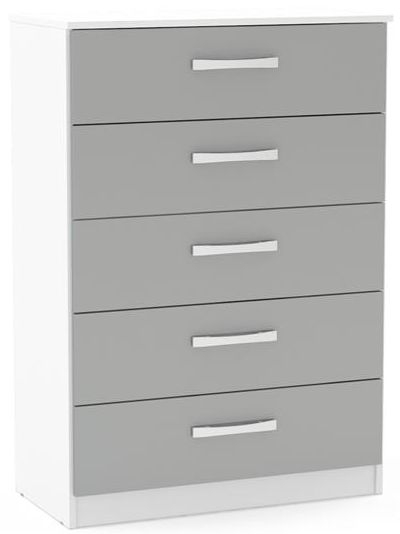 Birlea Lynx 5 Drawer Medium Chest White And Grey