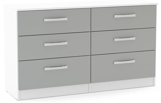 Birlea Lynx 6 Drawer Large Chest White And Grey
