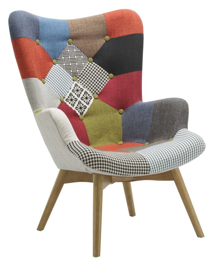 Birlea Sloane Multi Coloured Patched Fabric Armchair