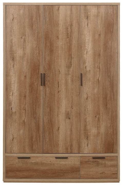 Birlea Stockwell Oak 3 Door 2 Drawer Wardrobe