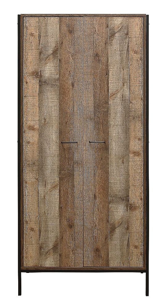 Birlea Urban Rustic 2 Door Wardrobe With Metal Frame