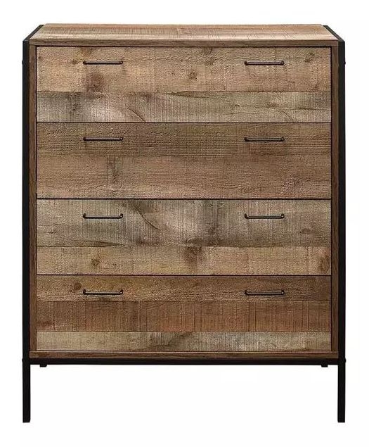 Birlea Urban Rustic 4 Drawer Chest With Metal Frame