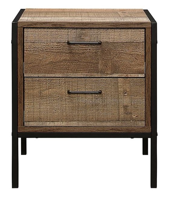 Birlea Urban Rustic Bedside Cabinet With Metal Frame