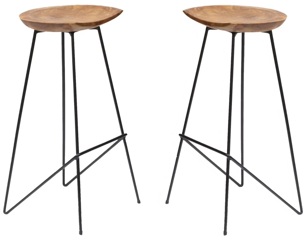 Bar And Bistro Chunky Teak Outdoor Tall Stool Set Of 2