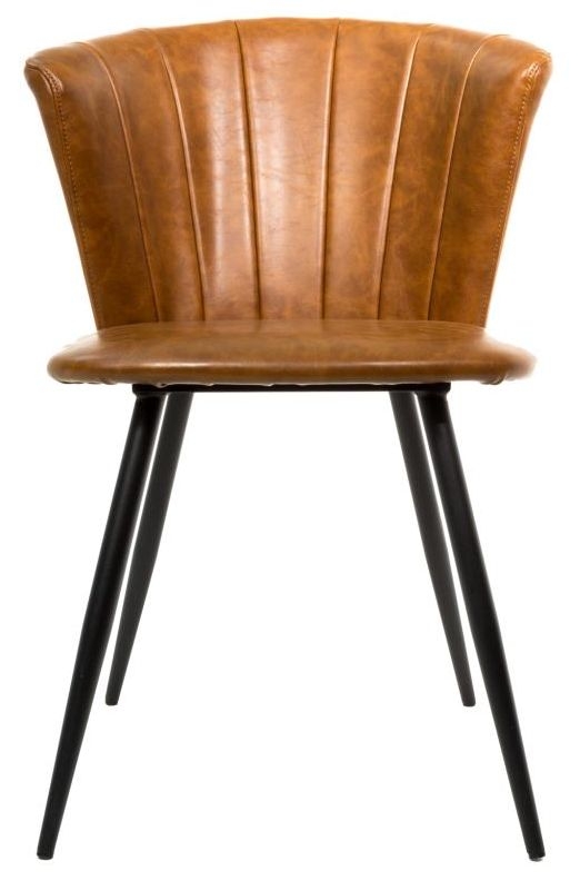 Boho Chic Tan Vegan Leather Dining Chair Sold In Pairs