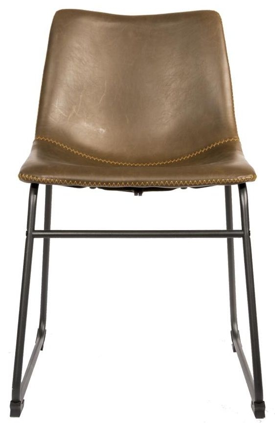 Retro Chic Chestnut Vegan Leather Dining Chair Sold In Pairs